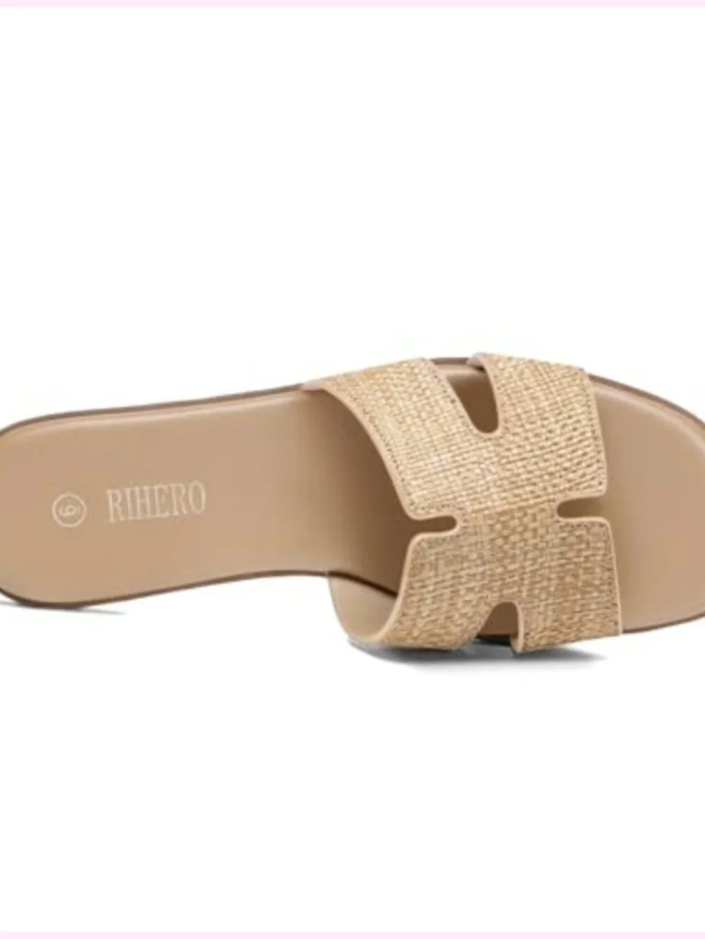 PU Leather Slide Sandals Flat Slip On Comfort Square Toe
